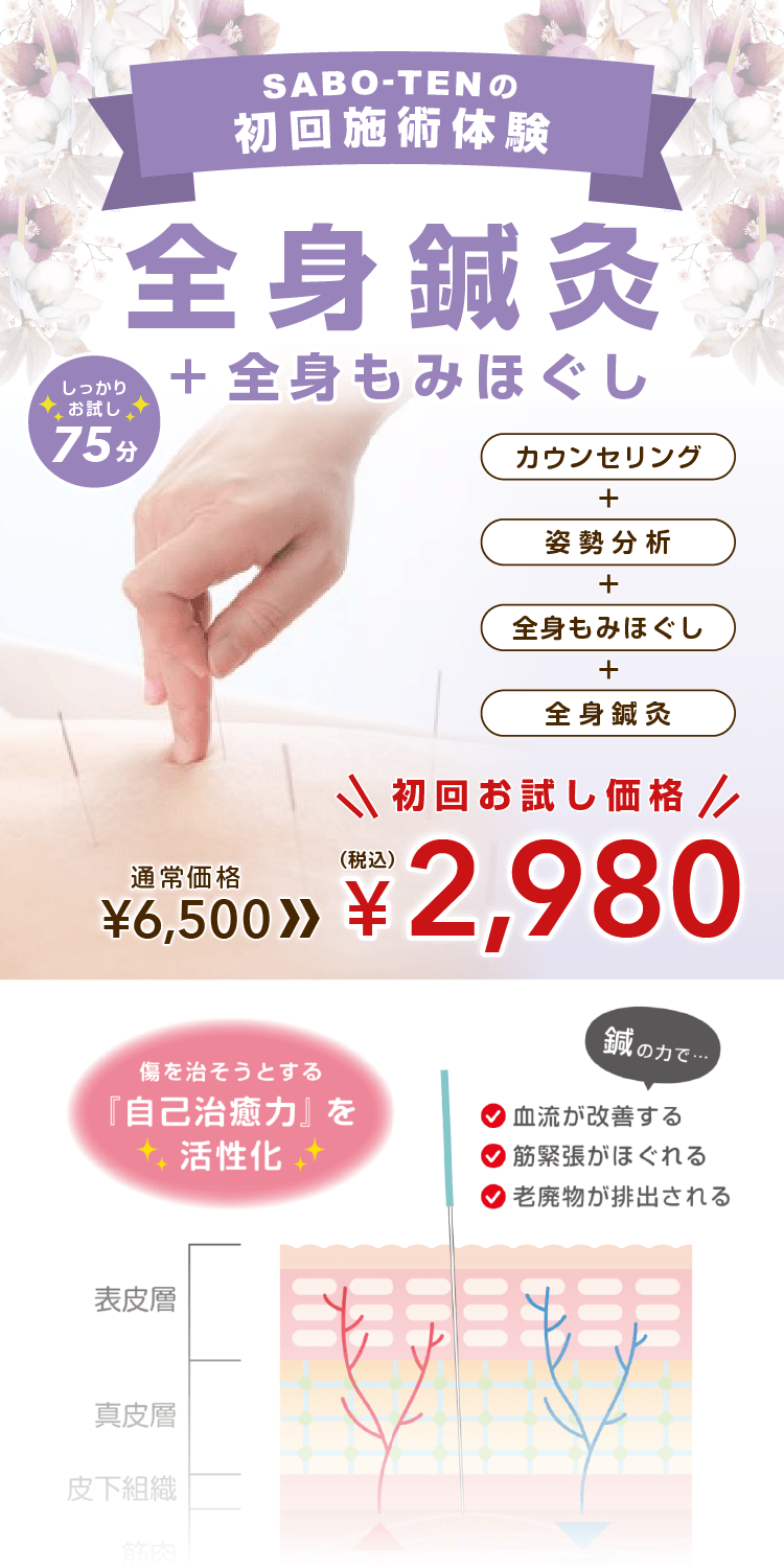 SABO-TEN接骨院はりきゅう院様 全身鍼灸LPランディングページ